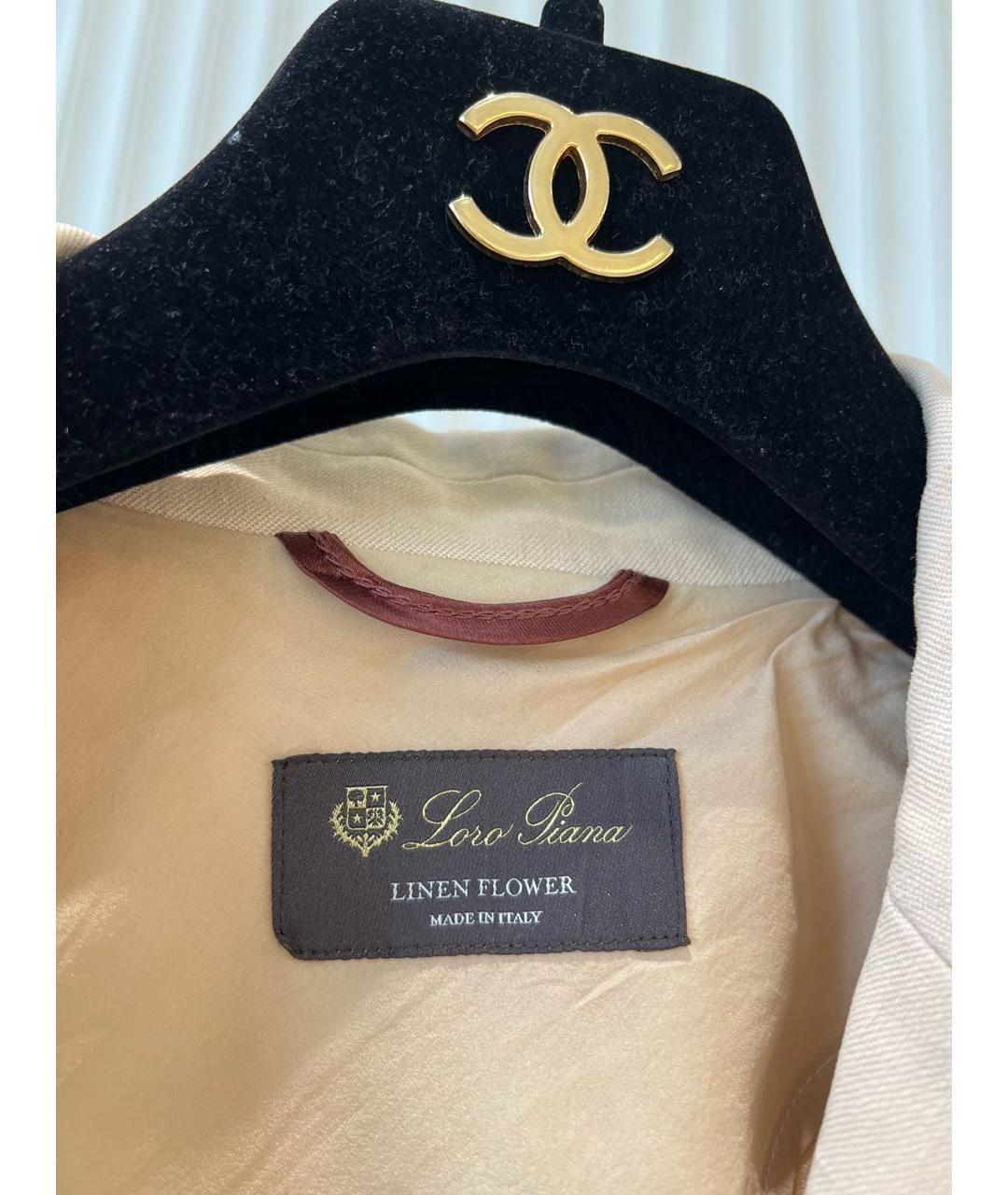 LORO PIANA Бежевый льняной жакет/пиджак, фото 3