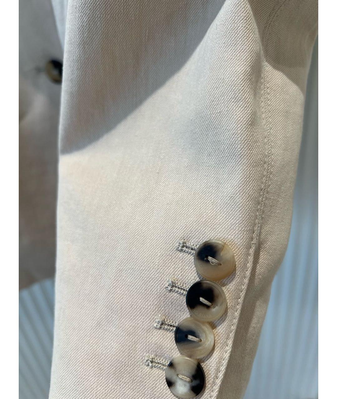 LORO PIANA Бежевый льняной жакет/пиджак, фото 7