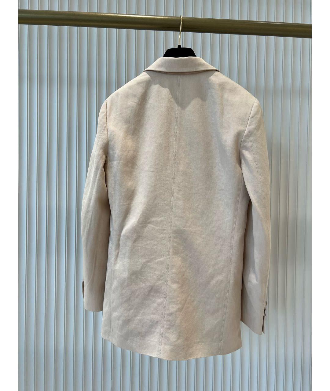 LORO PIANA Бежевый льняной жакет/пиджак, фото 2