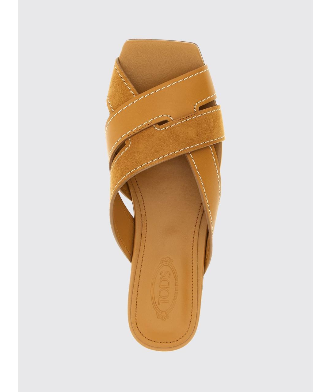 TOD'S Бежевые кожаные шлепанцы, фото 4