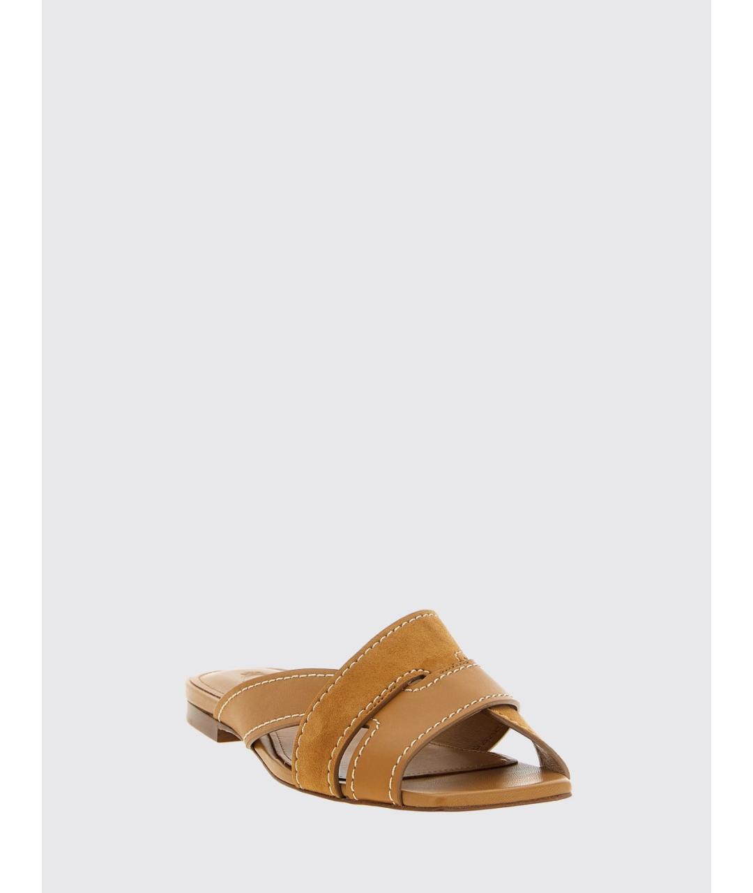 TOD'S Бежевые кожаные шлепанцы, фото 2