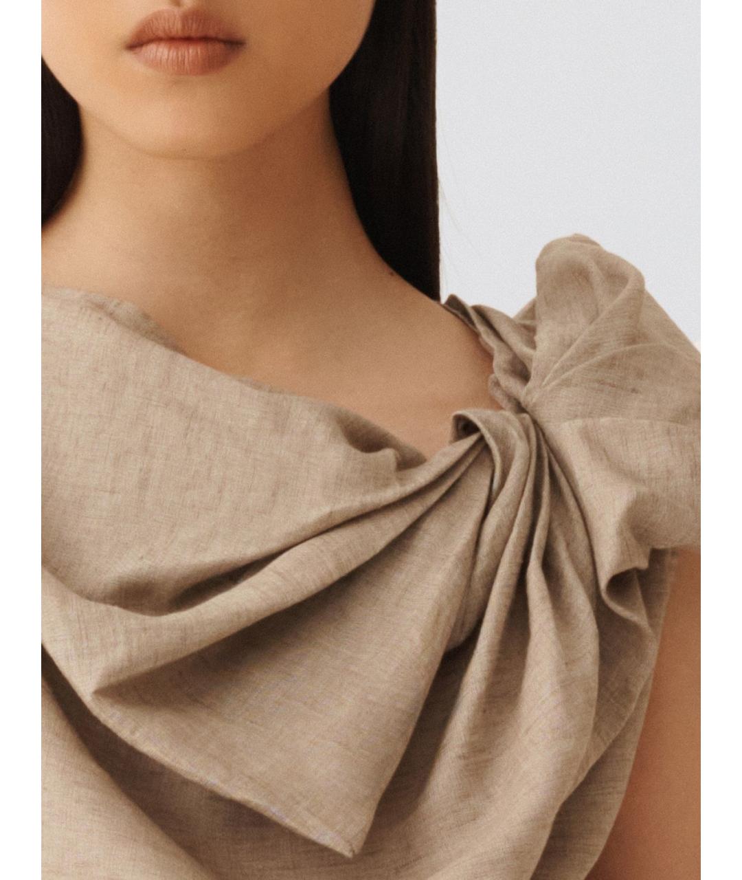FABIANA FILIPPI Бежевая льняная блузы, фото 4