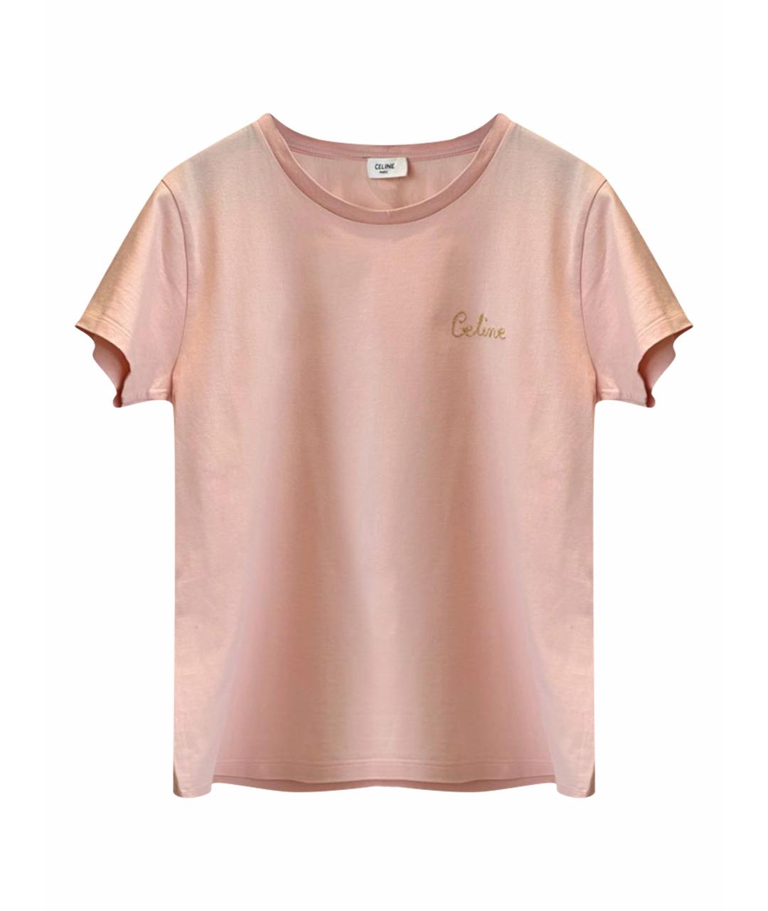 CELINE Розовая хлопковая футболка, фото 1