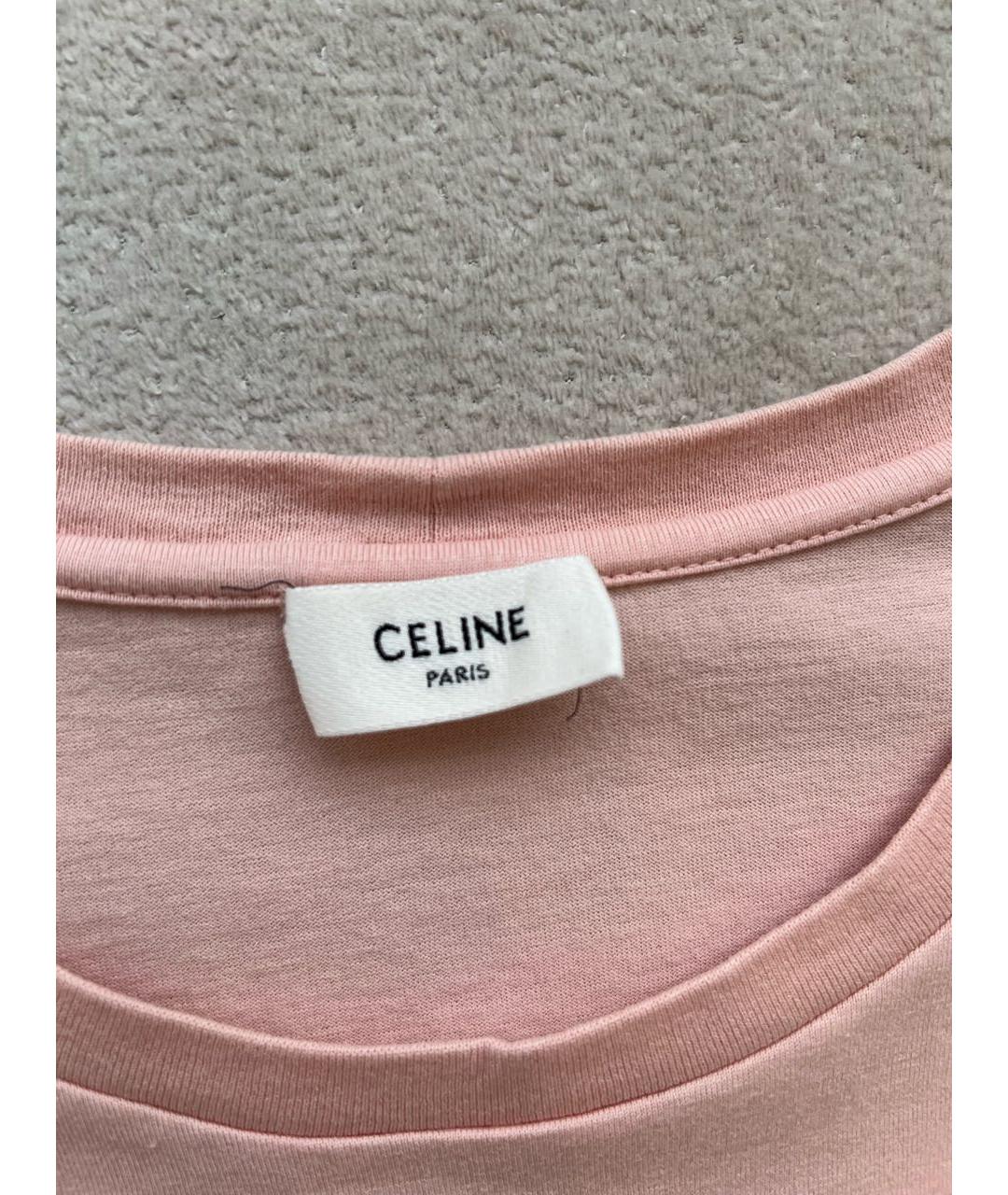 CELINE Розовая хлопковая футболка, фото 3