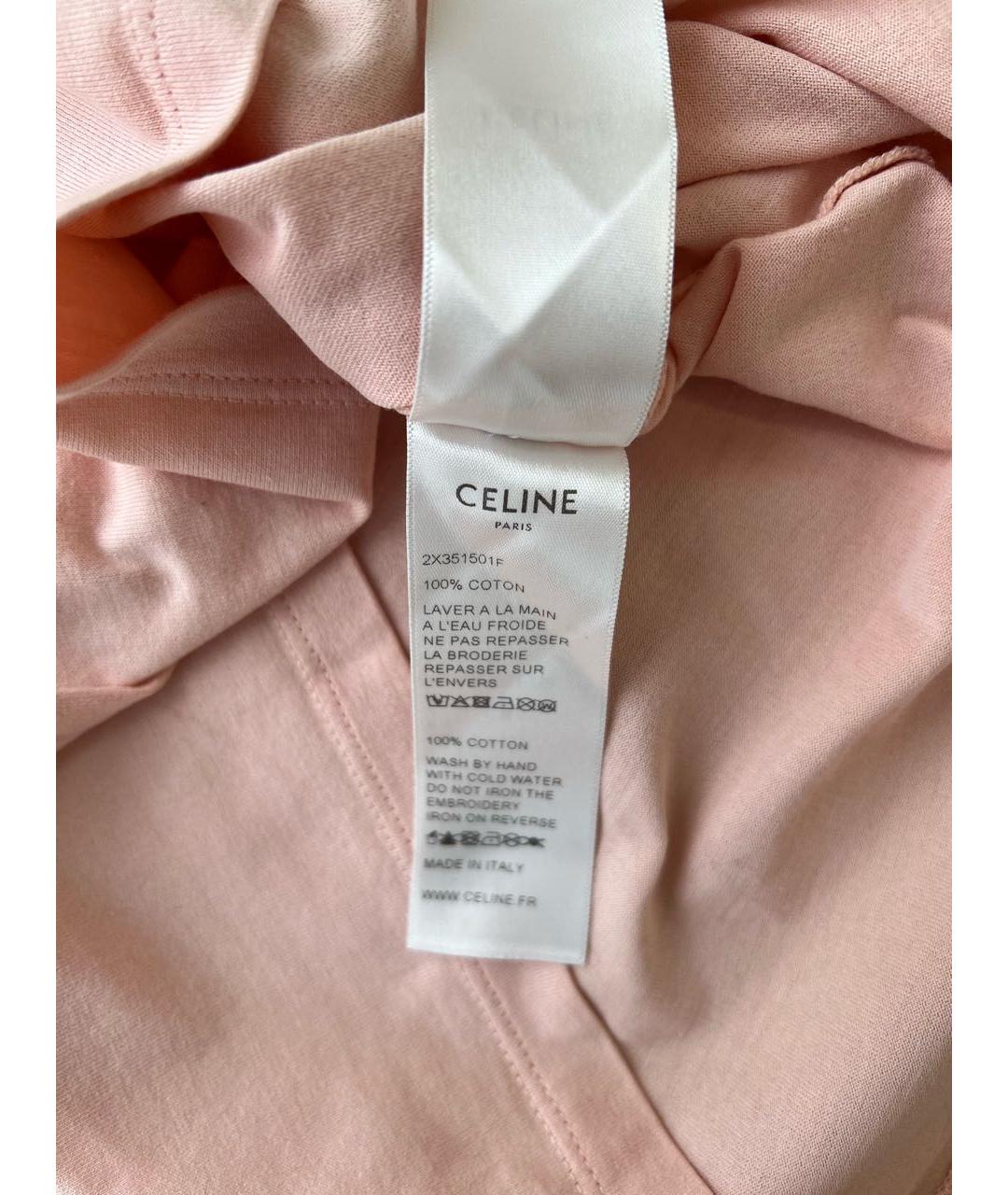 CELINE Розовая хлопковая футболка, фото 8