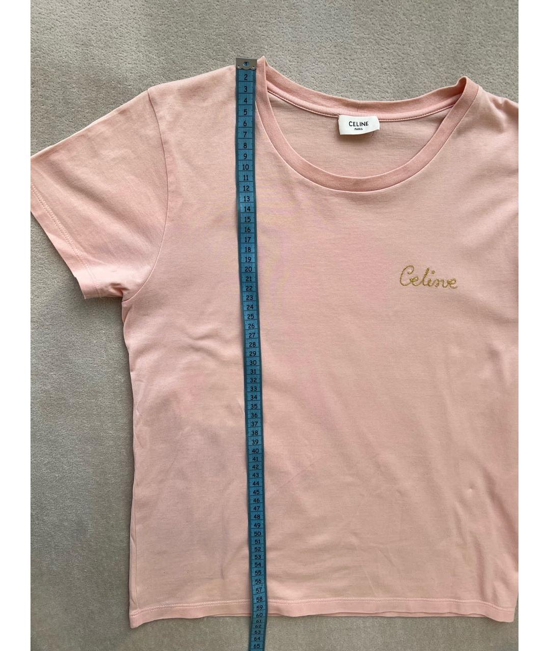 CELINE Розовая хлопковая футболка, фото 6