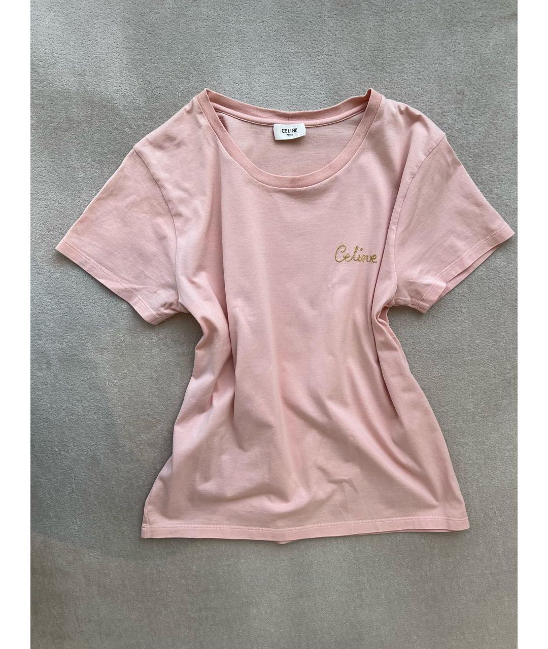 CELINE Розовая хлопковая футболка, фото 4