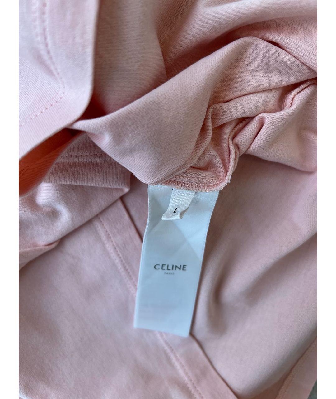 CELINE Розовая хлопковая футболка, фото 7