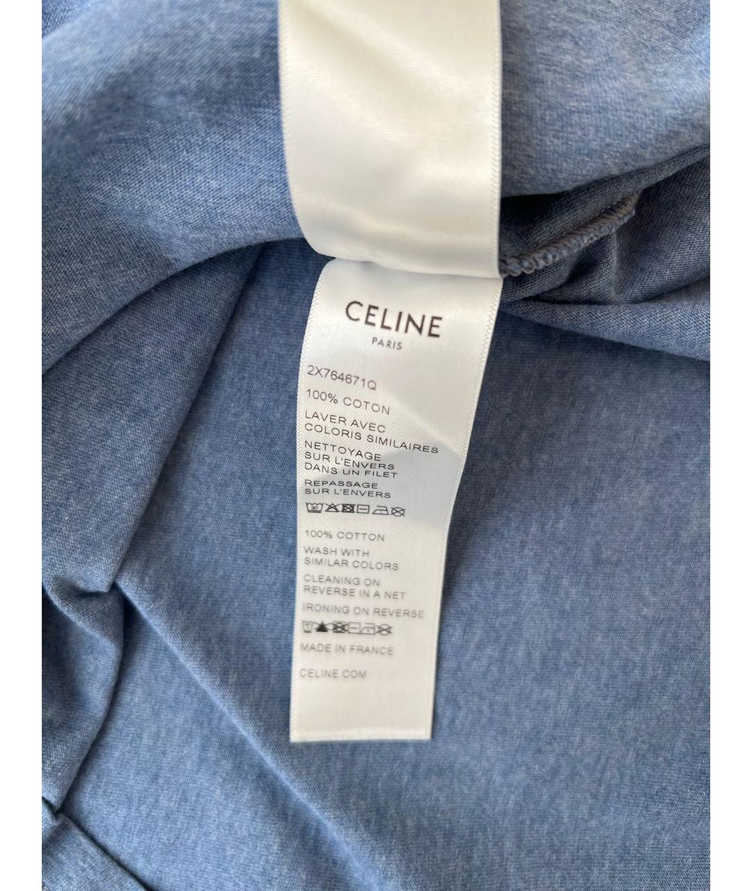 CELINE Синяя хлопковая футболка, фото 8