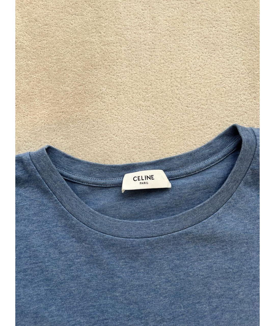 CELINE Синяя хлопковая футболка, фото 3