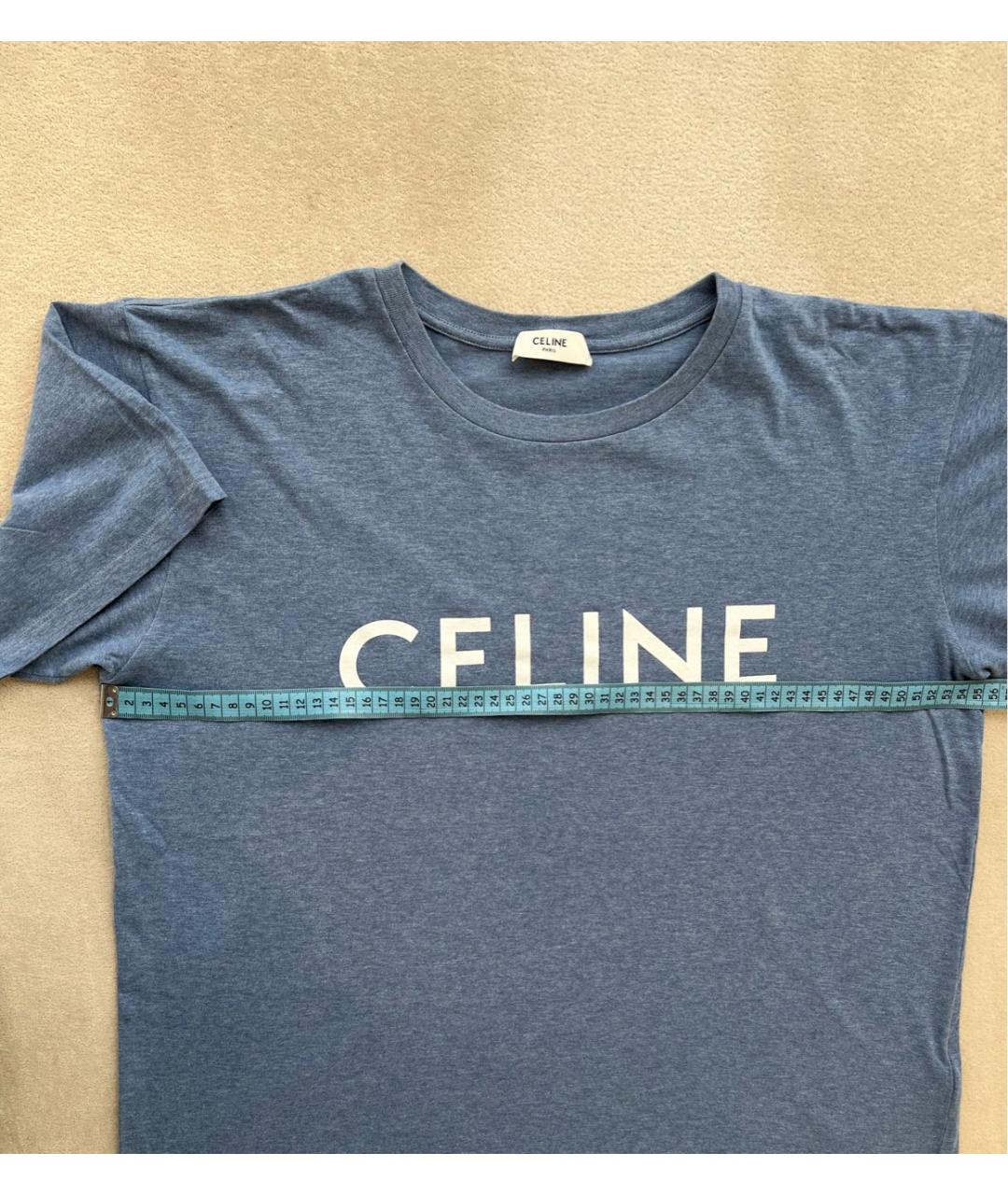 CELINE Синяя хлопковая футболка, фото 5