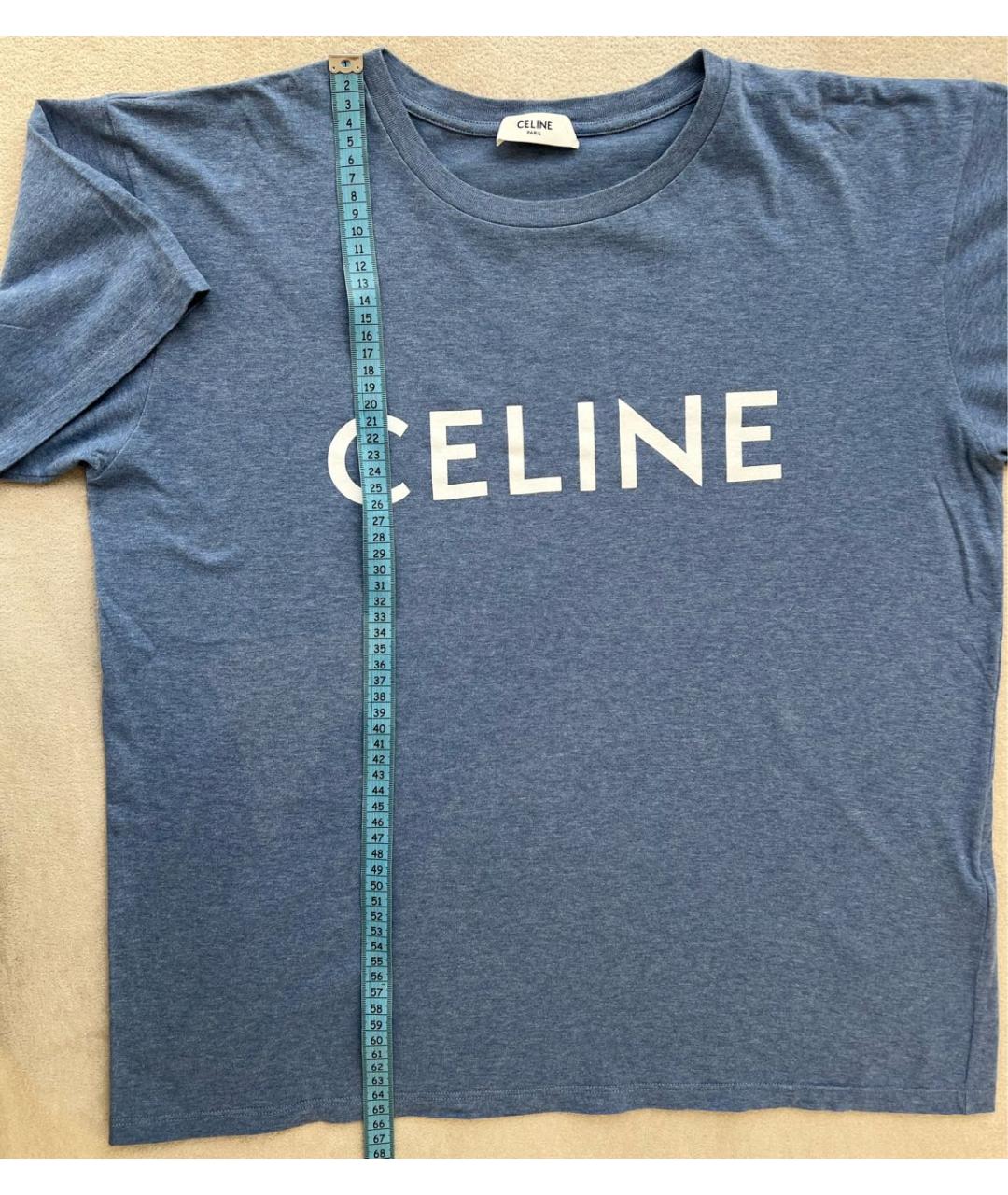 CELINE Синяя хлопковая футболка, фото 6