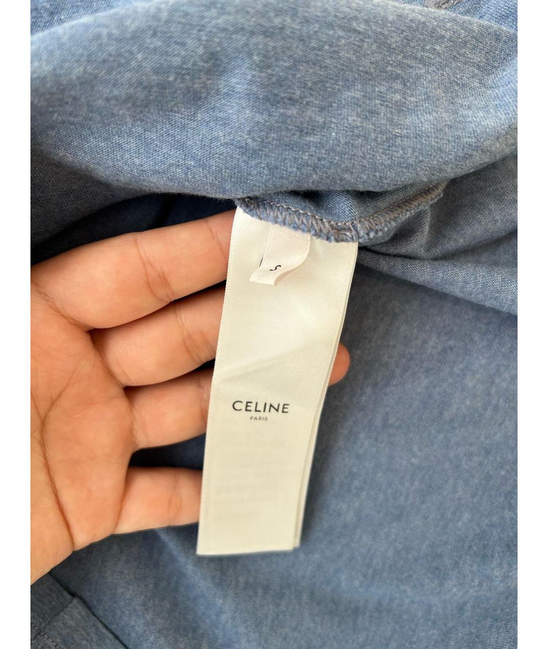 CELINE Синяя хлопковая футболка, фото 7