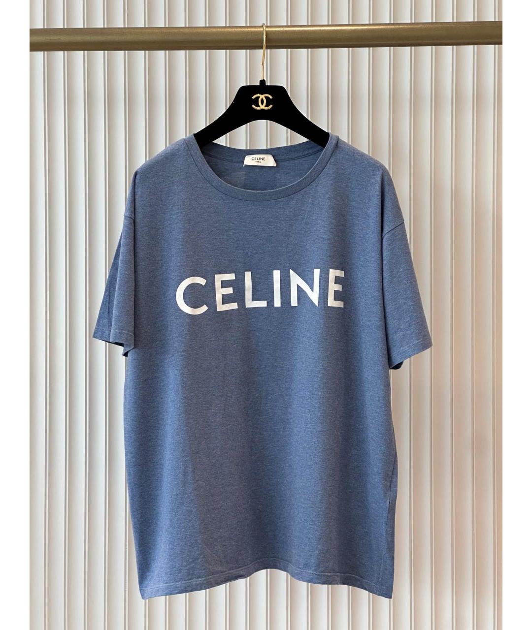 CELINE Синяя хлопковая футболка, фото 9