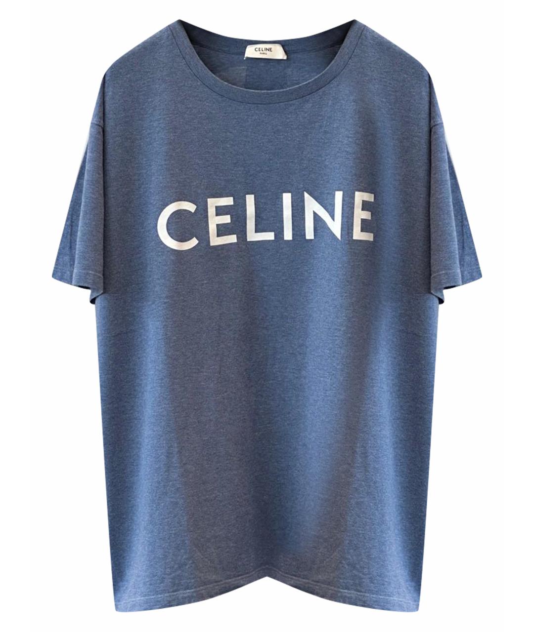 CELINE Синяя хлопковая футболка, фото 1