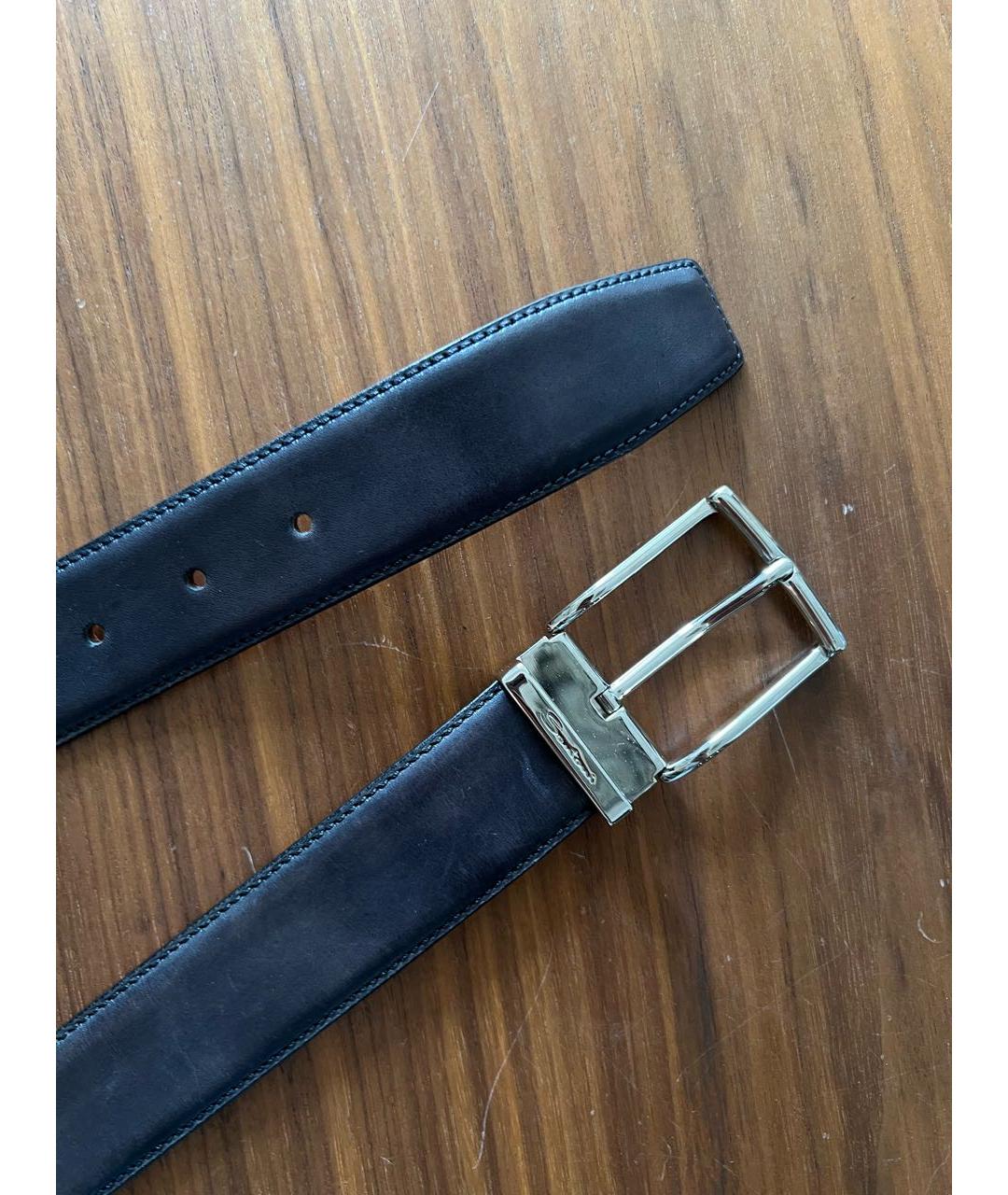 SANTONI Черный кожаный ремень, фото 2