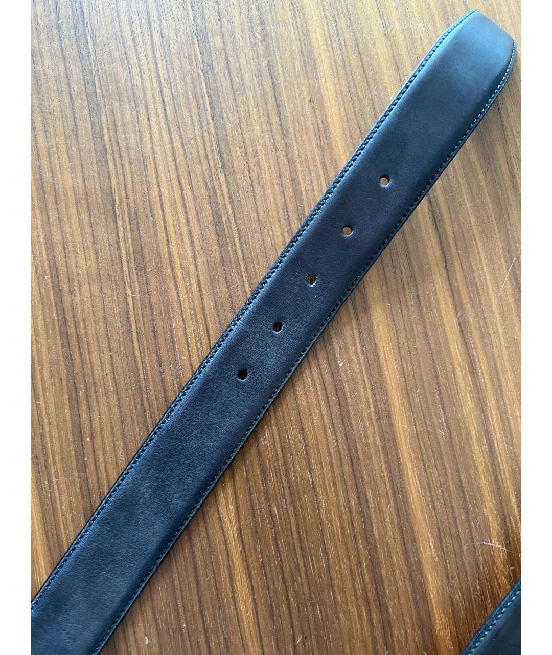 SANTONI Черный кожаный ремень, фото 6