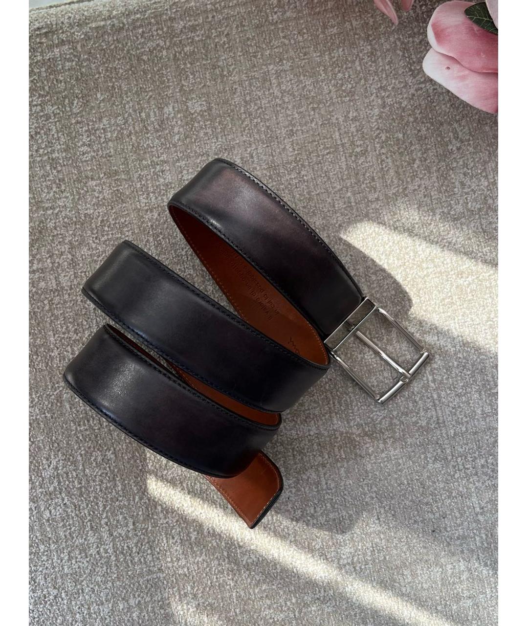 SANTONI Черный кожаный ремень, фото 8