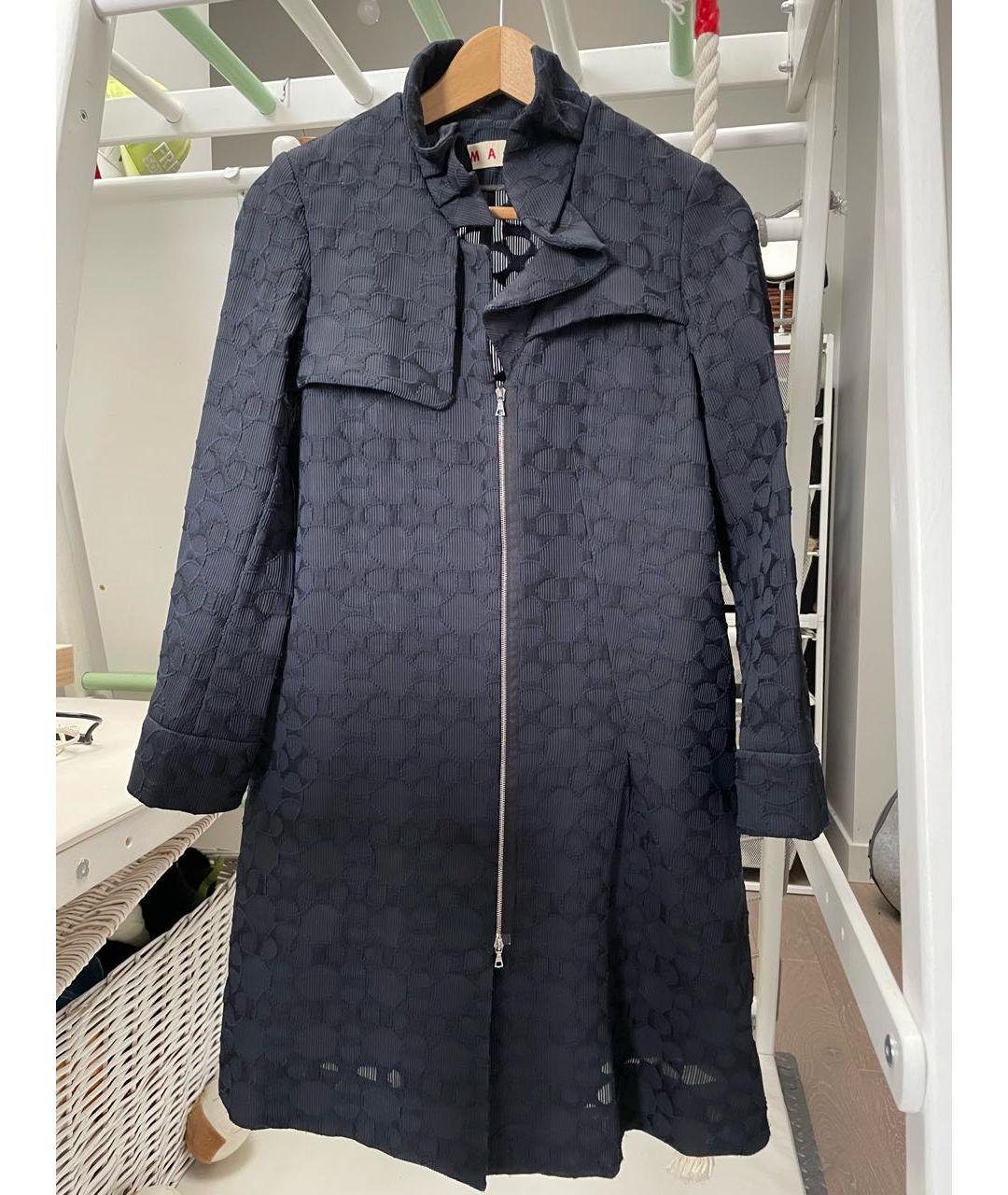 MARNI Темно-синий полиамидовый тренч/плащ, фото 9