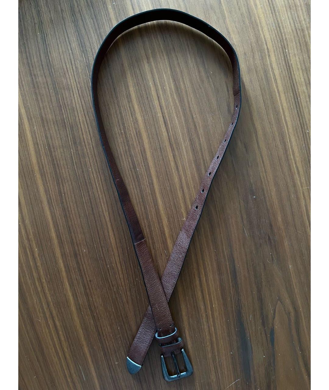BRUNELLO CUCINELLI Коричневый кожаный ремень, фото 6