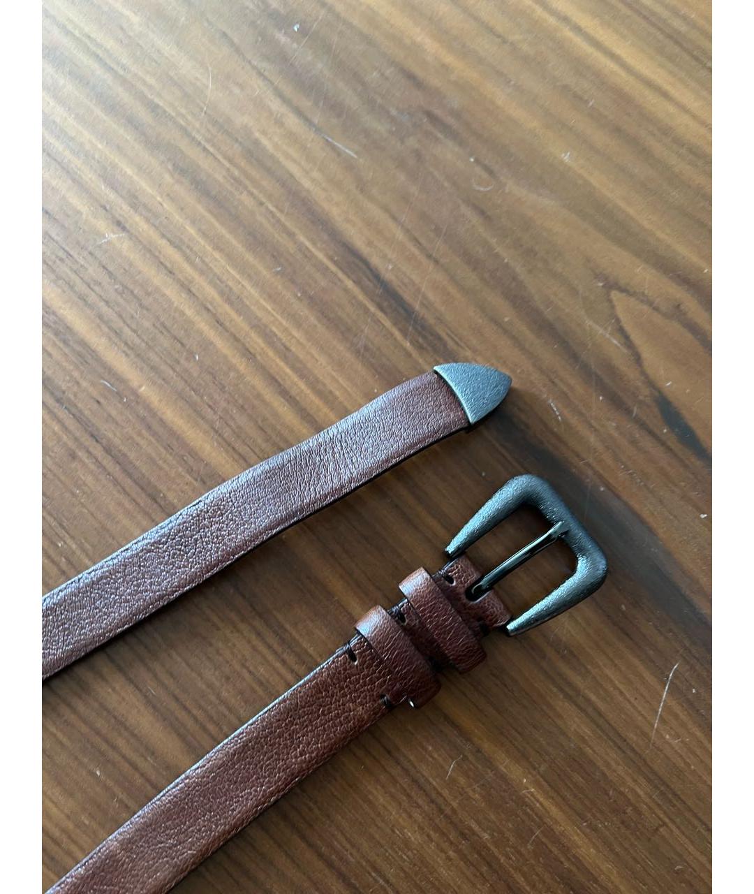 BRUNELLO CUCINELLI Коричневый кожаный ремень, фото 2