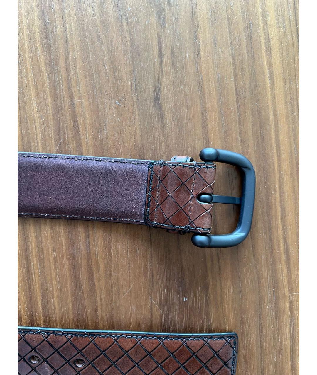 BOTTEGA VENETA Коричневый кожаный ремень, фото 6