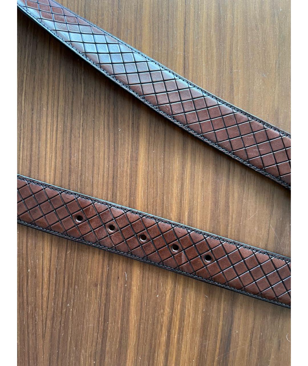 BOTTEGA VENETA Коричневый кожаный ремень, фото 4