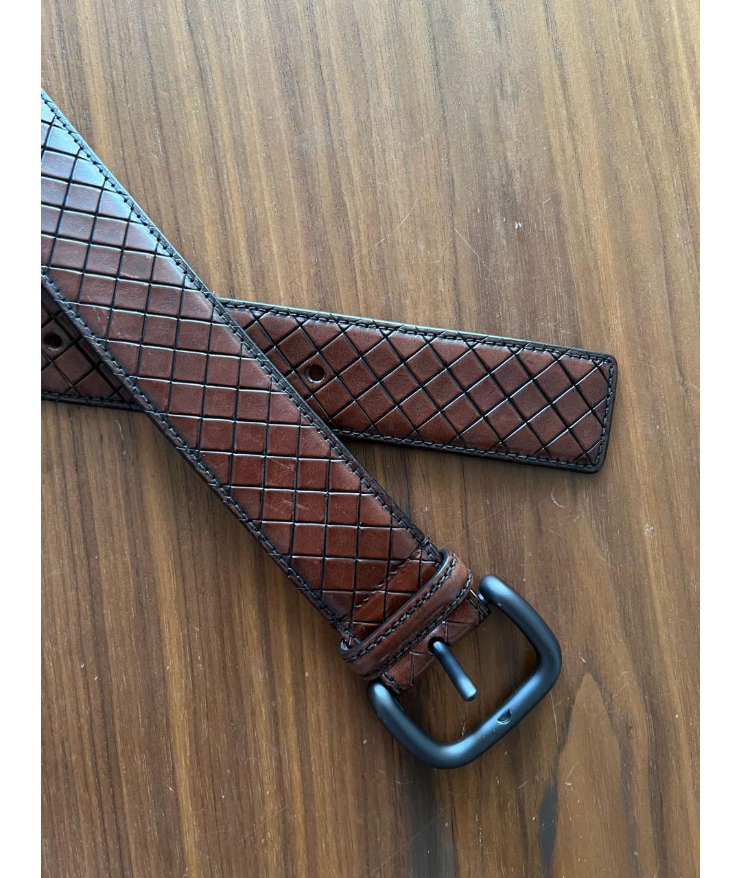 BOTTEGA VENETA Коричневый кожаный ремень, фото 2