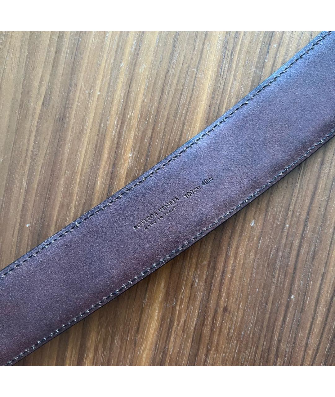 BOTTEGA VENETA Коричневый кожаный ремень, фото 3