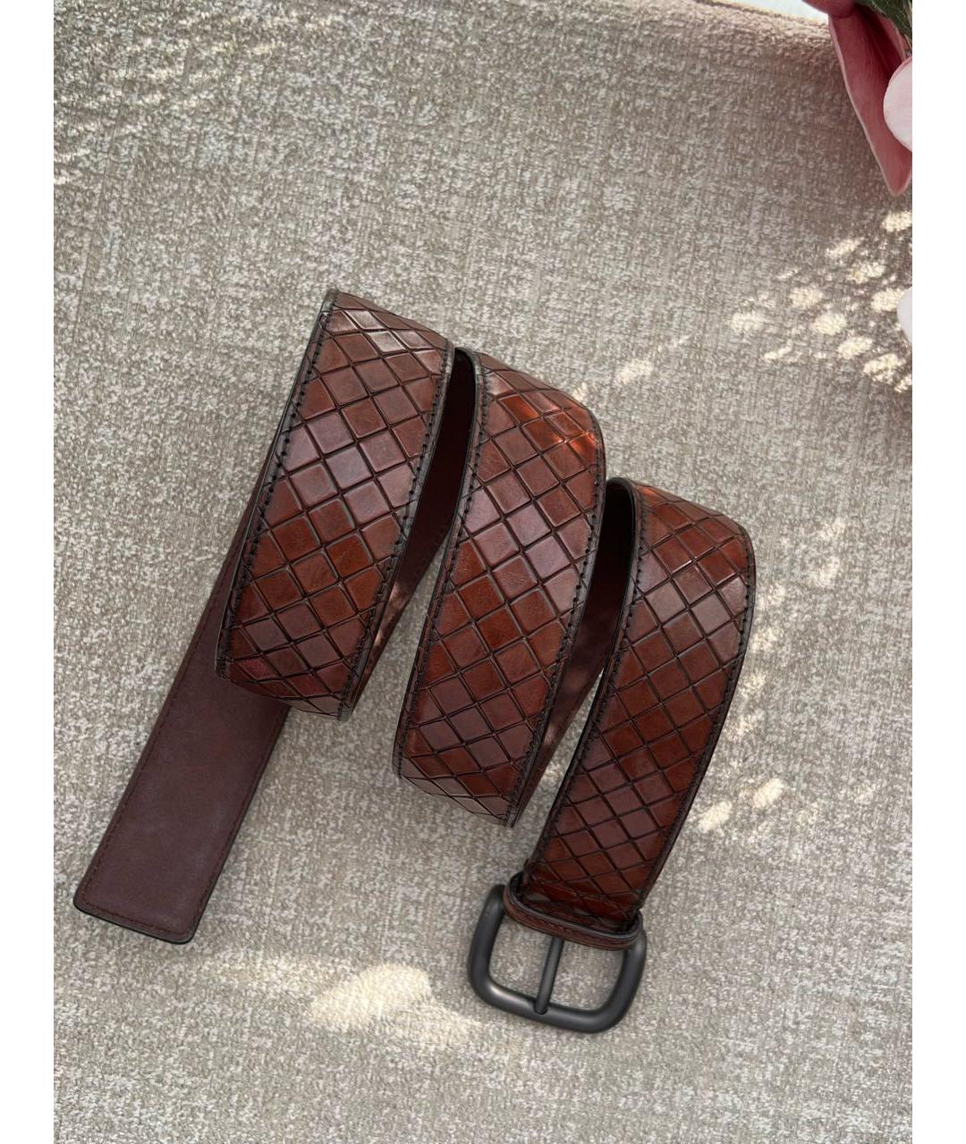 BOTTEGA VENETA Коричневый кожаный ремень, фото 8