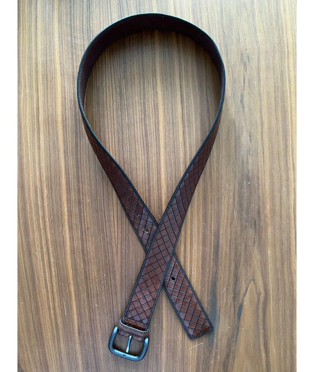 BOTTEGA VENETA Коричневый кожаный ремень, фото 5