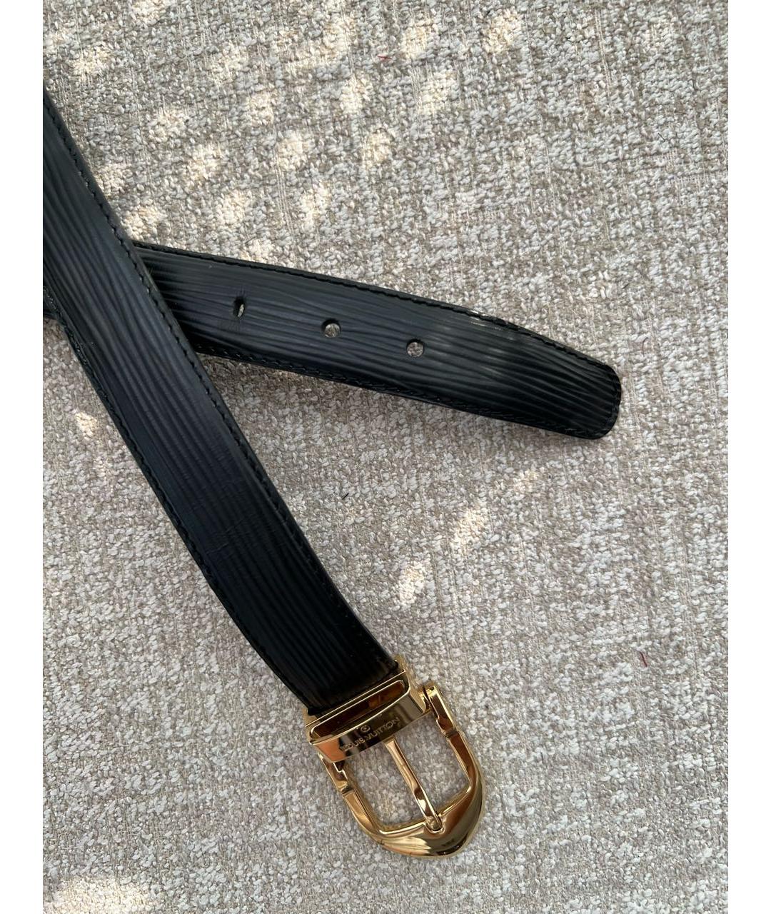 LOUIS VUITTON Черный кожаный ремень, фото 2