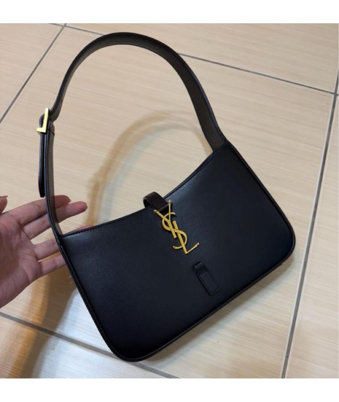 SAINT LAURENT Черная кожаная сумка с короткими ручками, фото 4