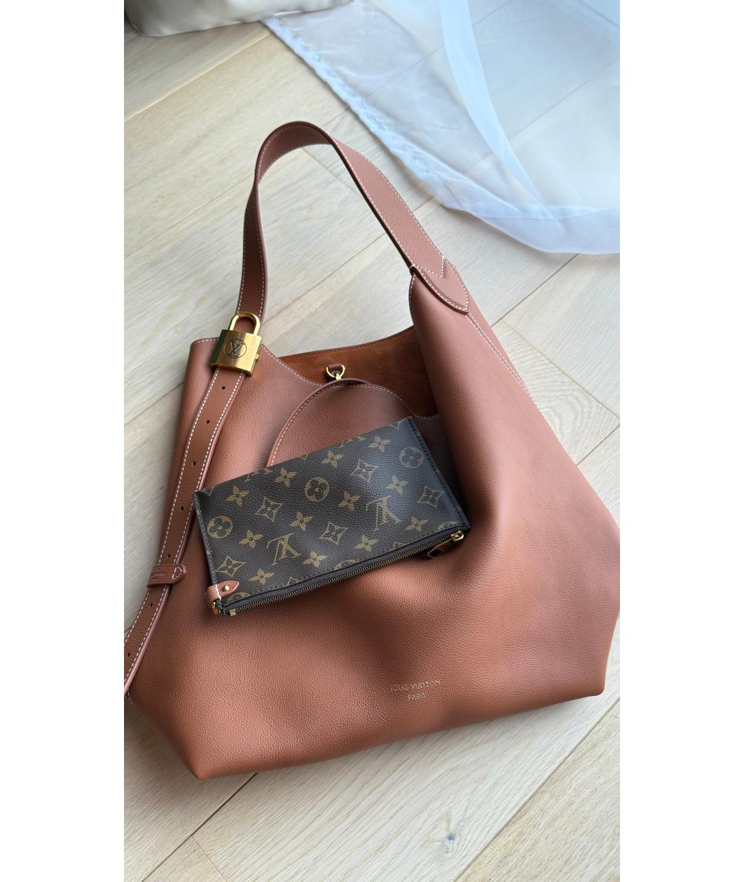 LOUIS VUITTON Коричневая кожаная сумка тоут, фото 4