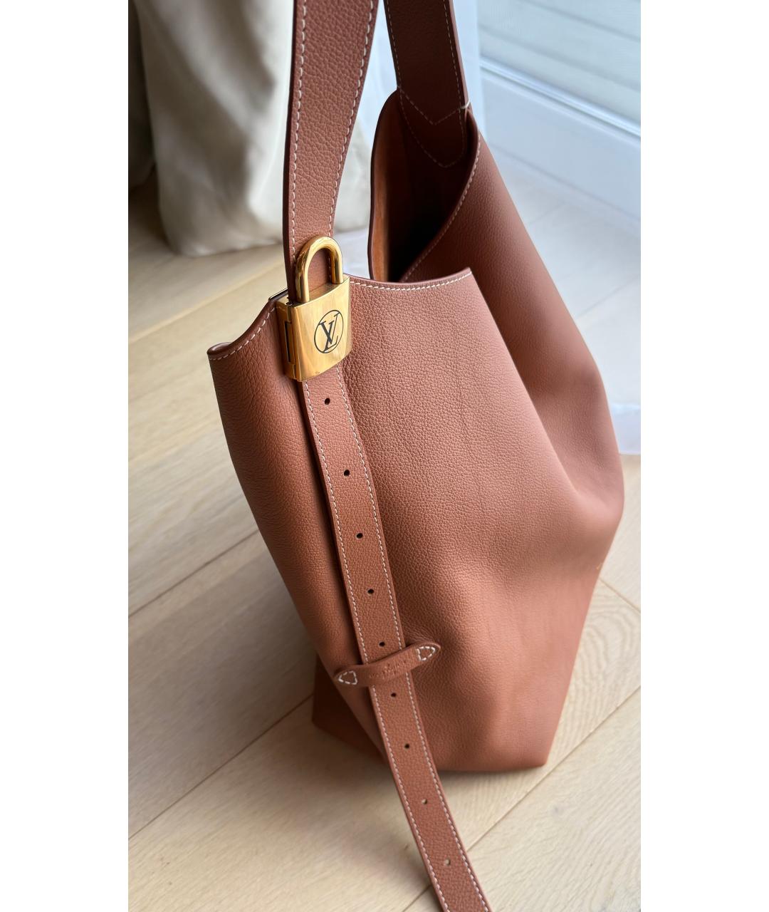 LOUIS VUITTON Коричневая кожаная сумка тоут, фото 2