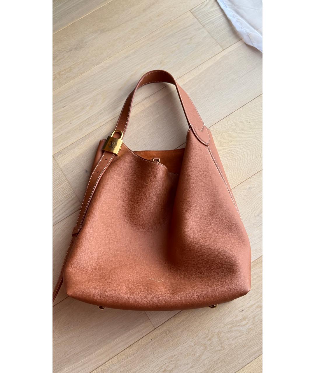 LOUIS VUITTON Коричневая кожаная сумка тоут, фото 5