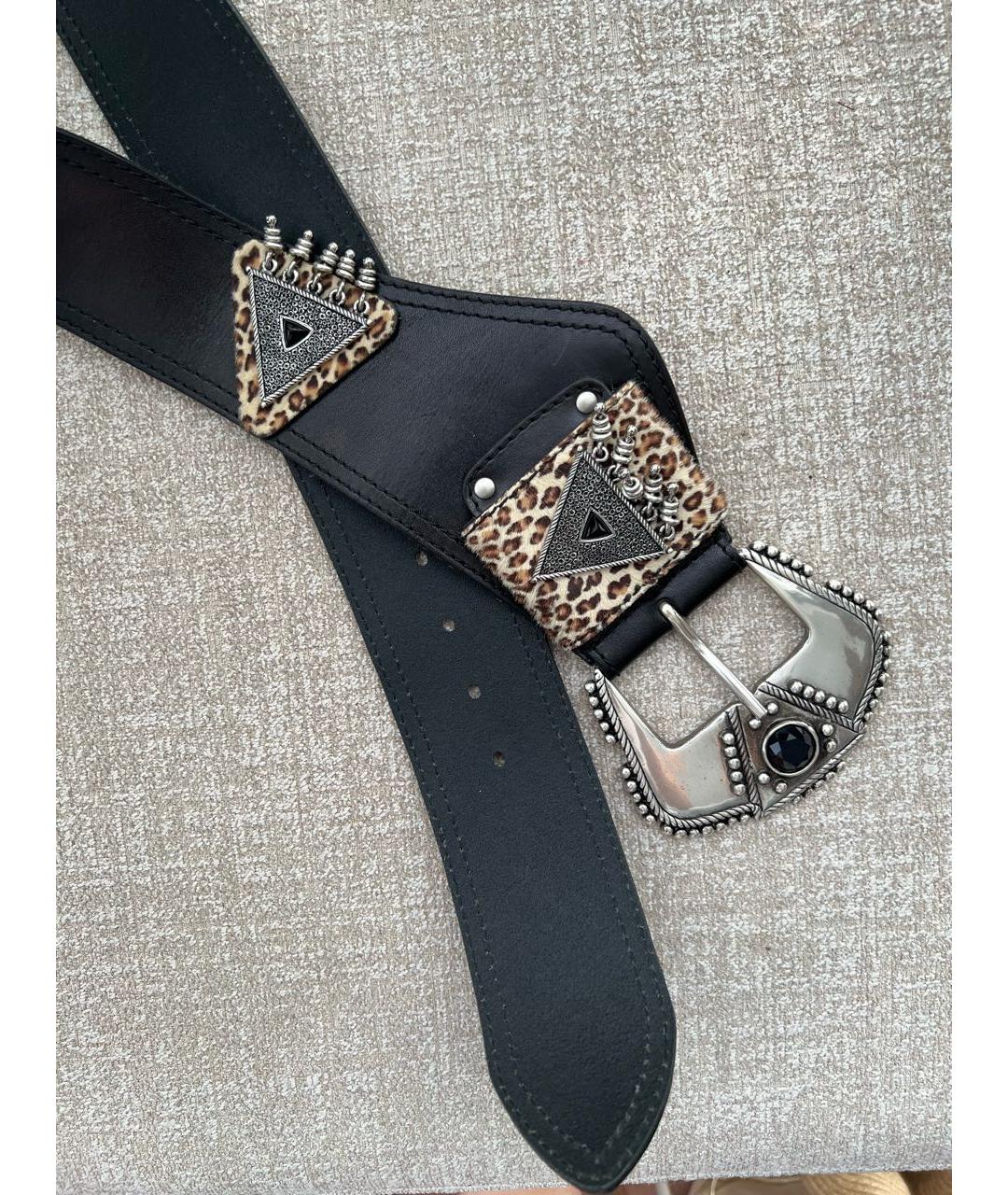 SAINT LAURENT Черный кожаный ремень, фото 2