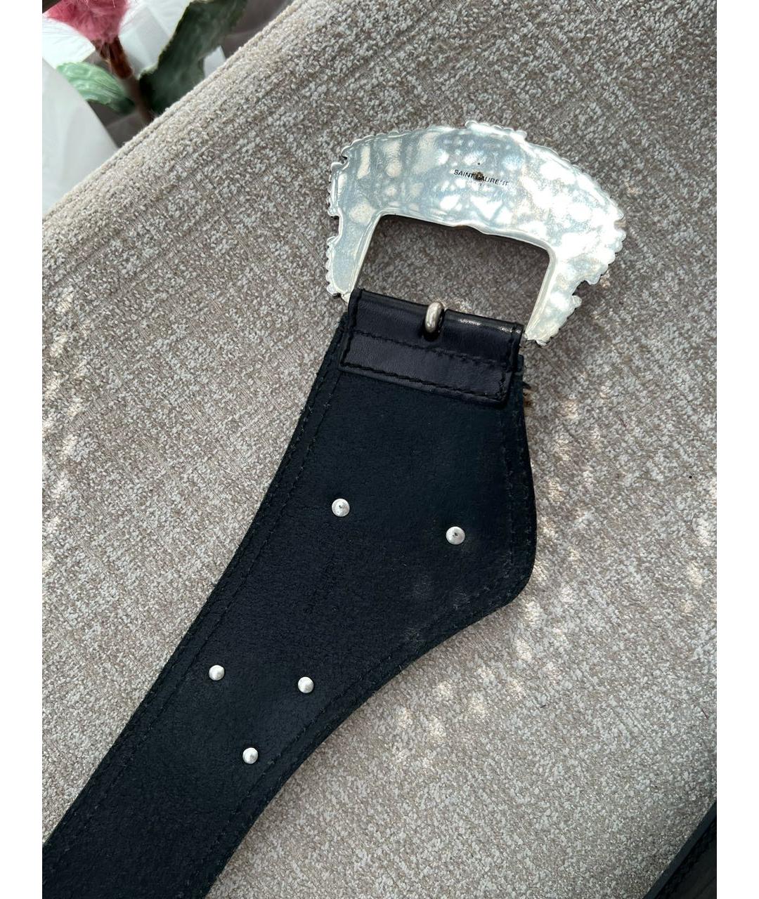 SAINT LAURENT Черный кожаный ремень, фото 6