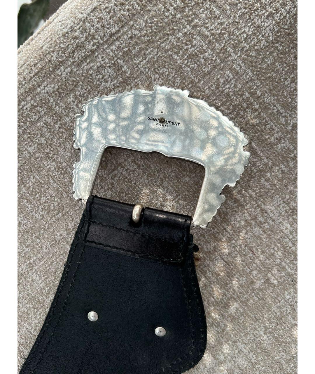 SAINT LAURENT Черный кожаный ремень, фото 5