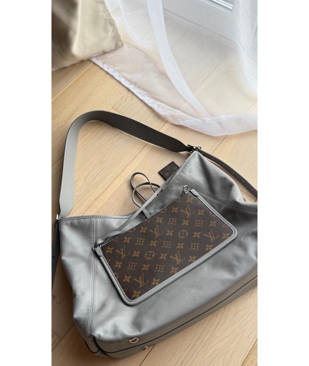 LOUIS VUITTON Серая кожаная сумка тоут, фото 4