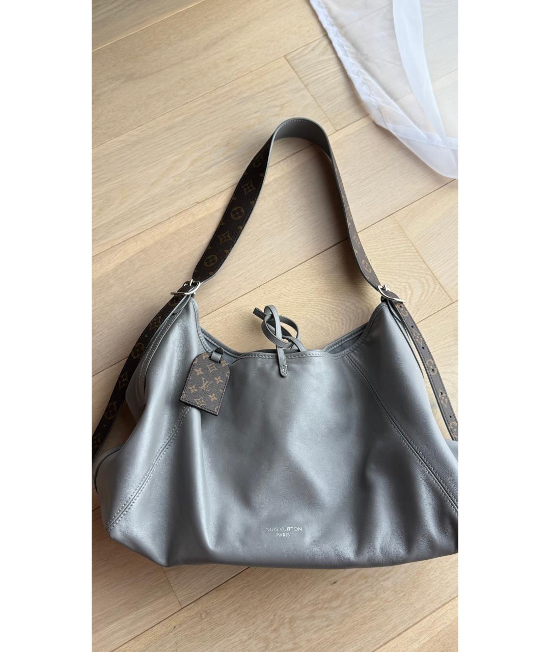 LOUIS VUITTON Серая кожаная сумка тоут, фото 5