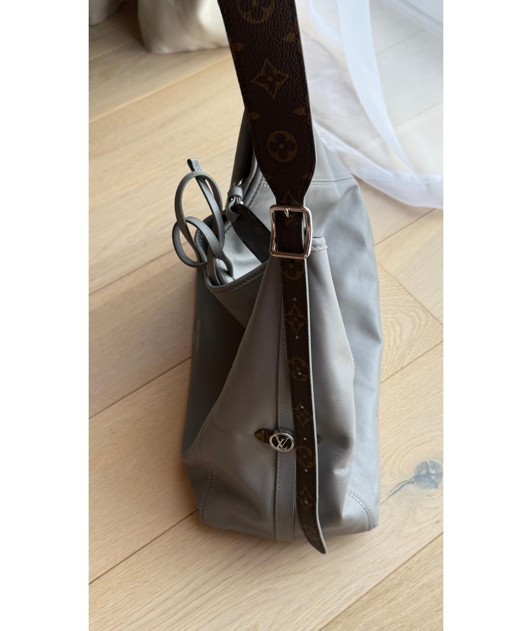 LOUIS VUITTON Серая кожаная сумка тоут, фото 2