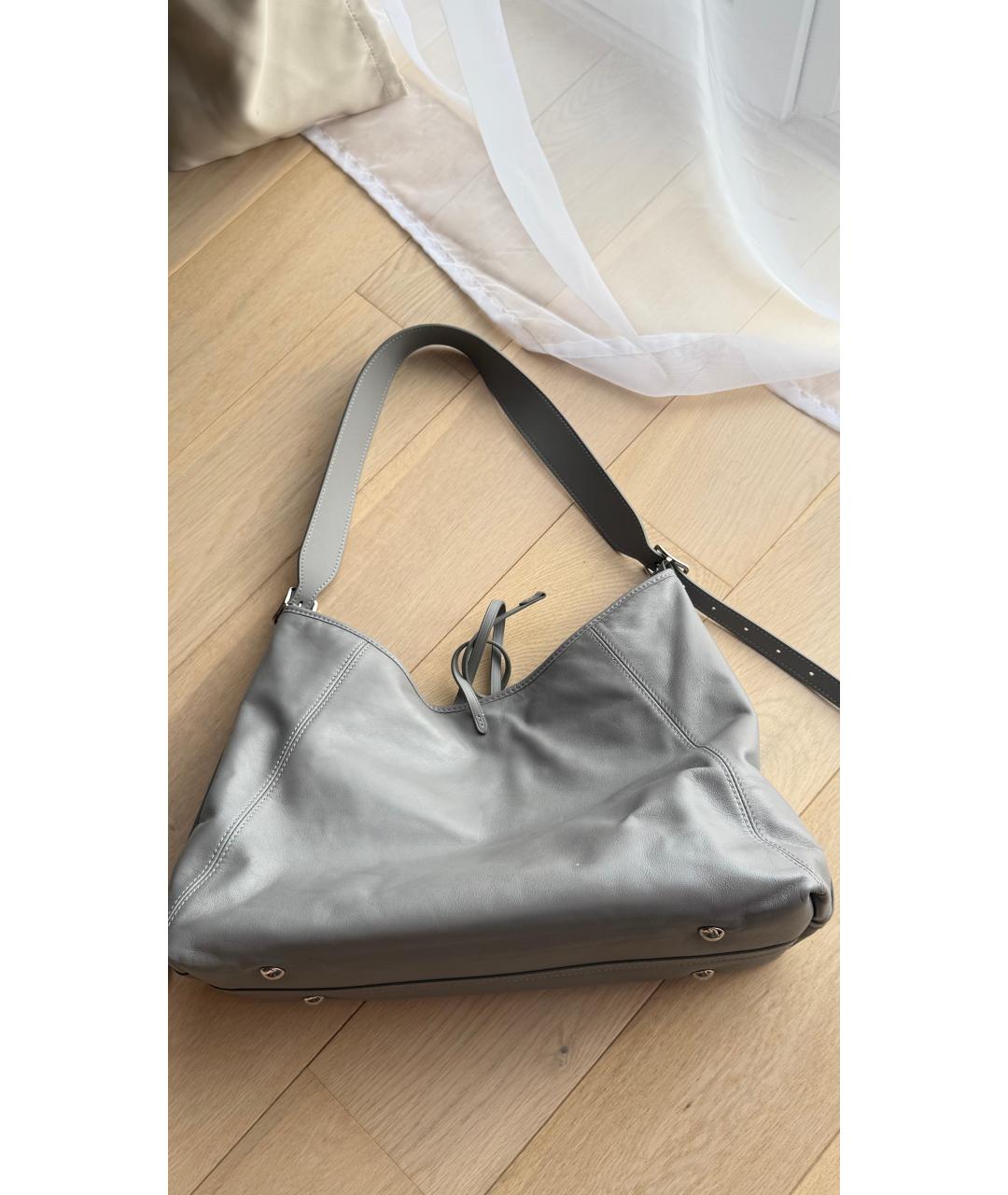 LOUIS VUITTON Серая кожаная сумка тоут, фото 3