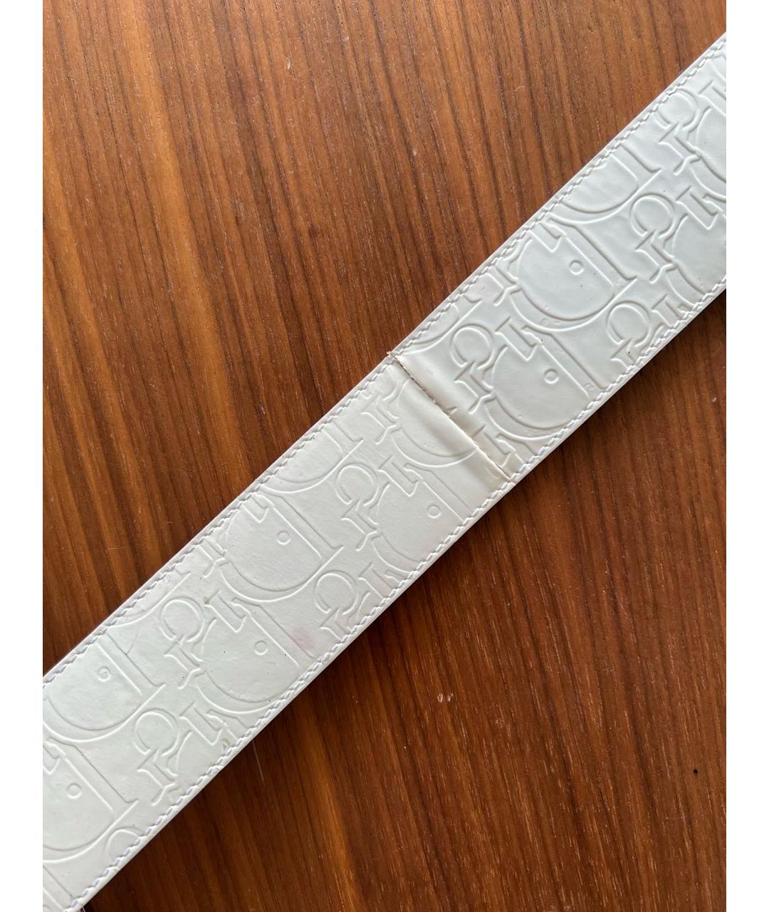 CHRISTIAN DIOR Белый кожаный ремень, фото 4