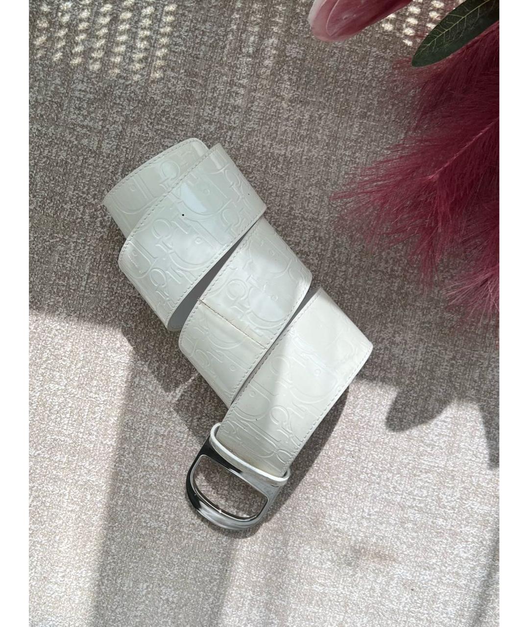 CHRISTIAN DIOR Белый кожаный ремень, фото 9