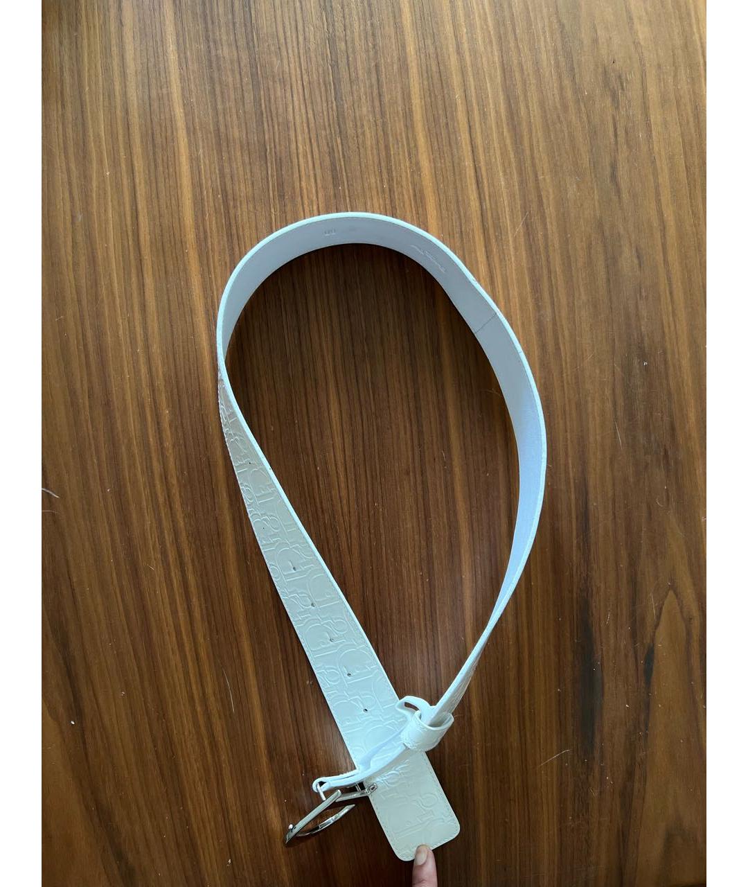 CHRISTIAN DIOR Белый кожаный ремень, фото 5