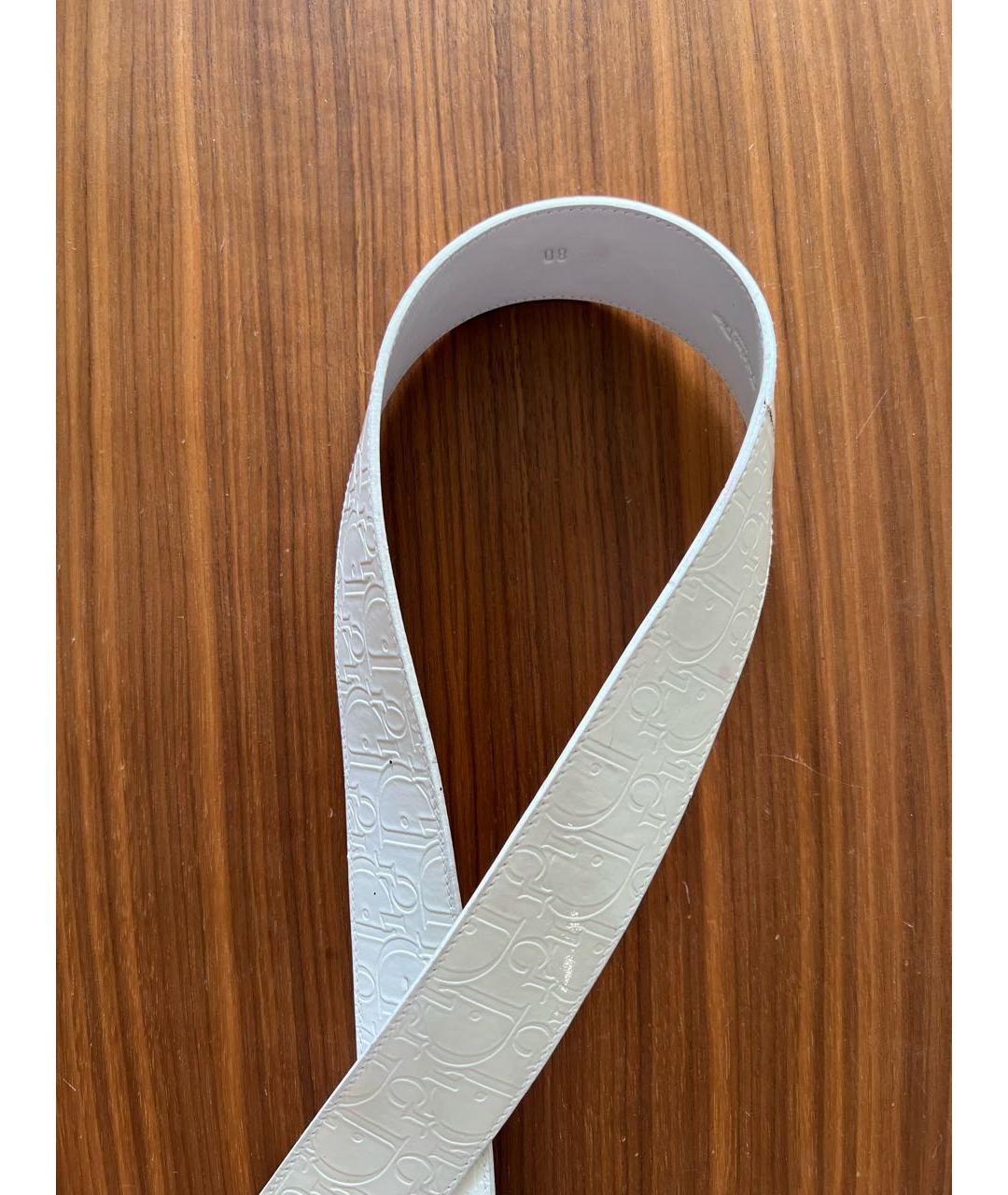 CHRISTIAN DIOR Белый кожаный ремень, фото 6