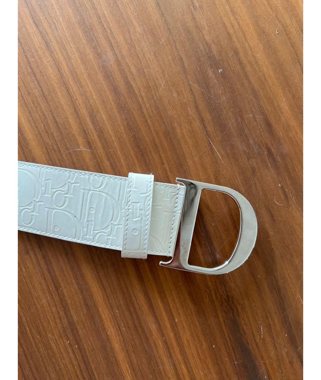 CHRISTIAN DIOR Белый кожаный ремень, фото 2