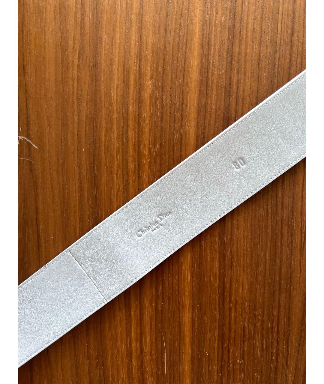 CHRISTIAN DIOR Белый кожаный ремень, фото 3