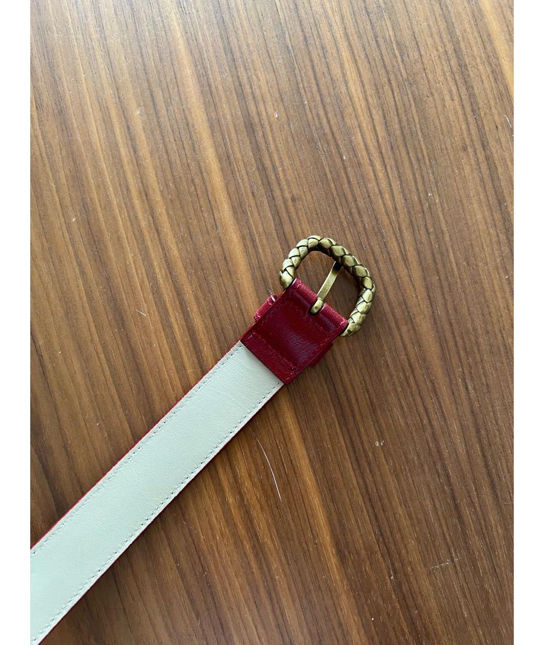 BOTTEGA VENETA Красный кожаный ремень, фото 7